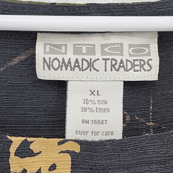 Nomadic Traders Women's Silk Linen Sleeveless Midi Shift Dress Oriental - XL - Picture 3 of 7